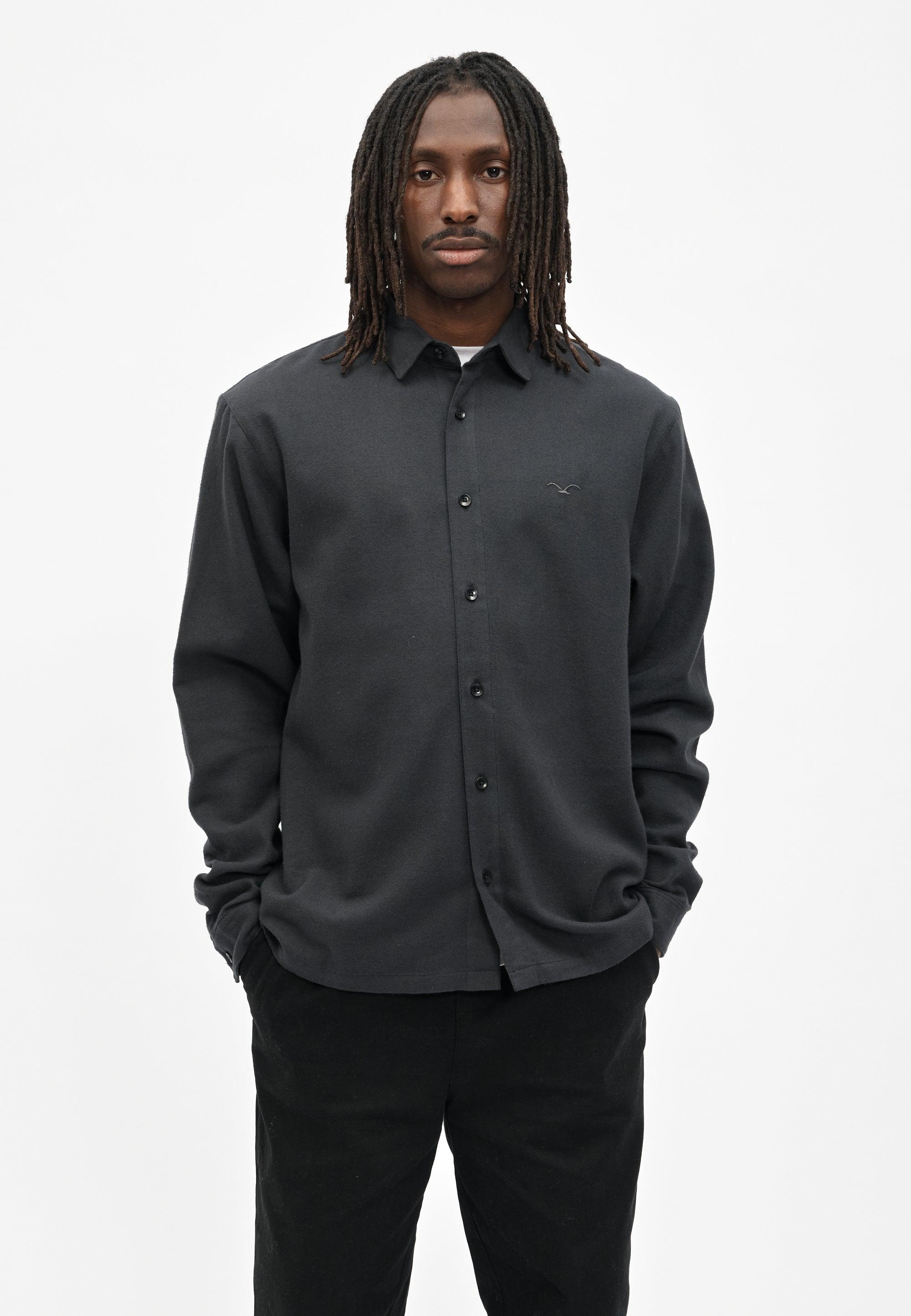Cleptomanicx Blue Graphite Flannel Ligull Shirt Hemd Herren dunkelgrau